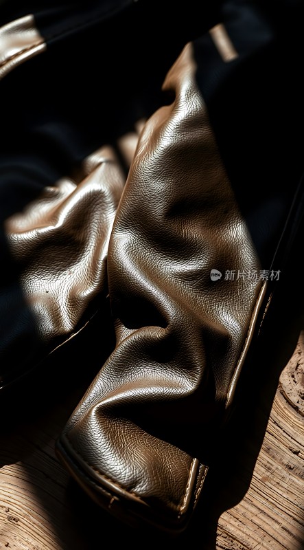 阳光下的棕色皮衣细节