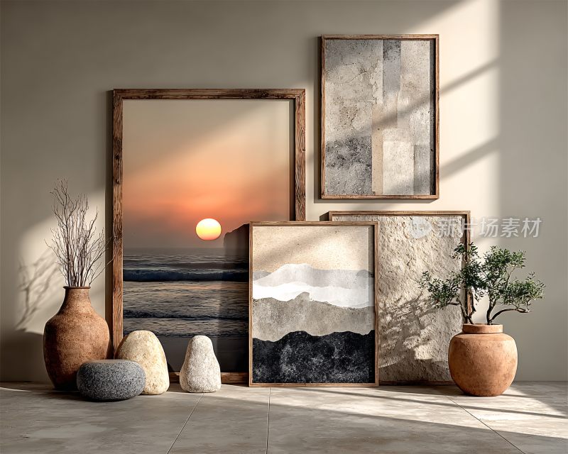 室内装饰画与摆件布置场景