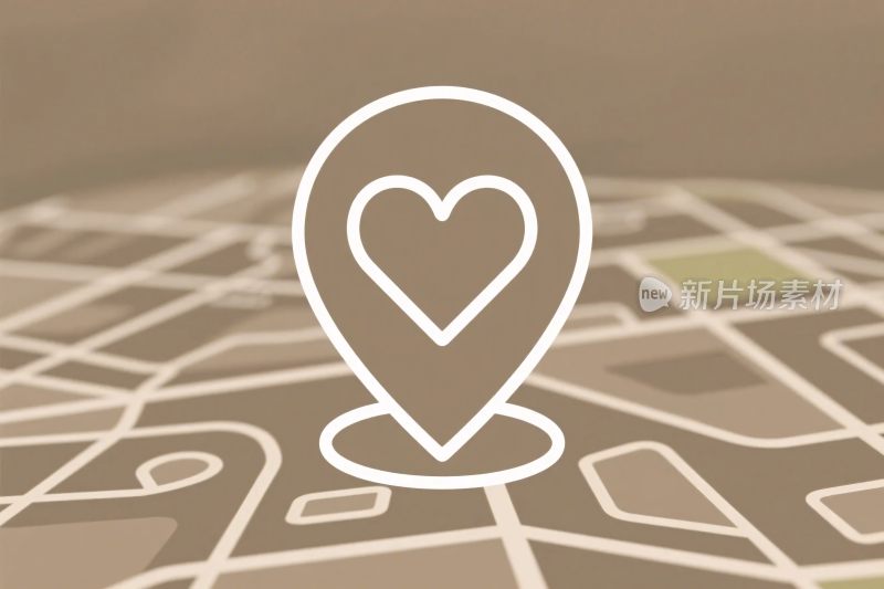 爱心定位图标地图标记插画