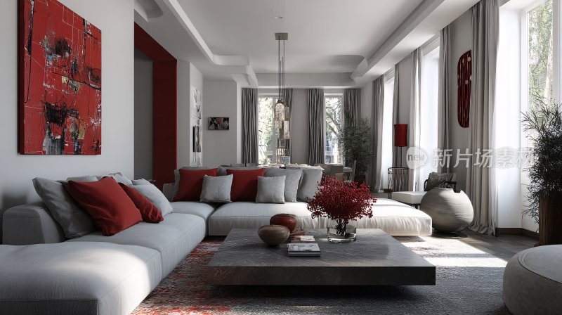 现代简约风客厅室内装饰图