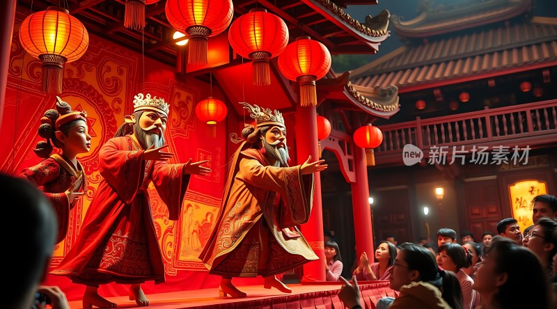 新片场素材传统节日庆典观众围观精彩表演