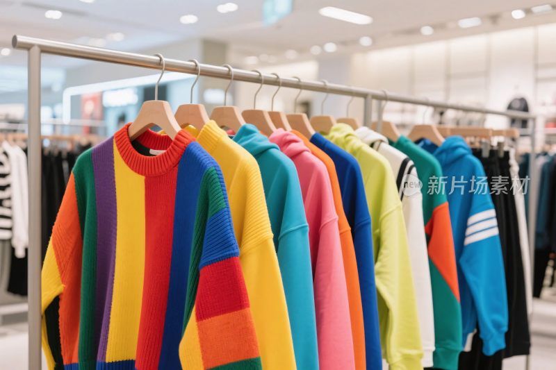 商场彩色衣物陈列