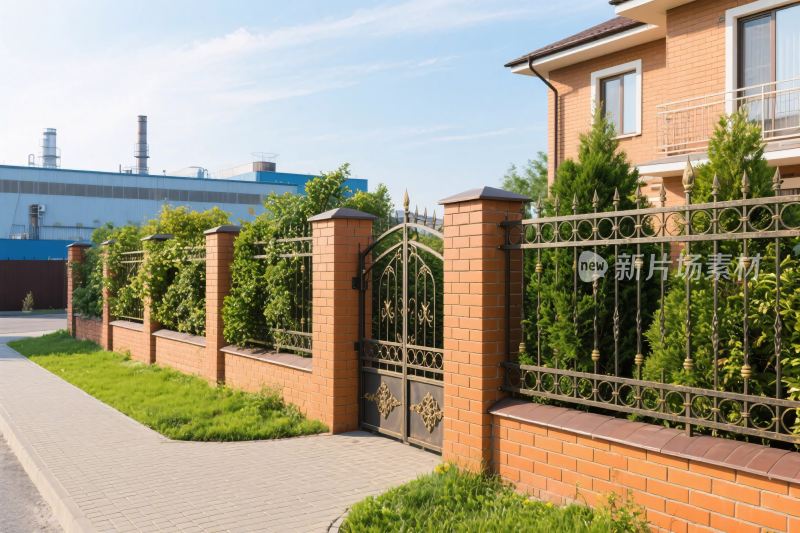 住宅区砖墙围栏景观
