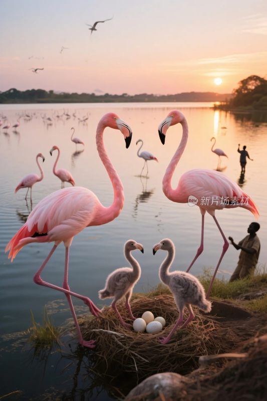 火烈鸟湿地生态摄影