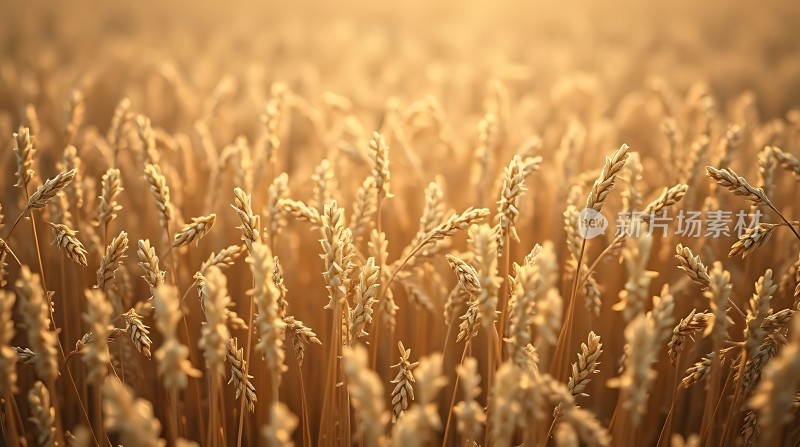 金色麦浪阳光下的丰收景象