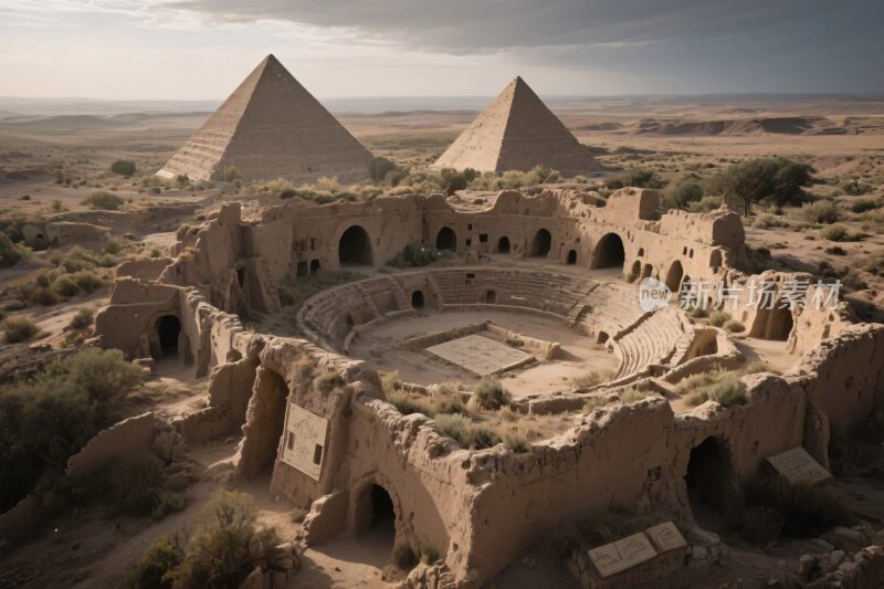 沙漠古遗址与金字塔