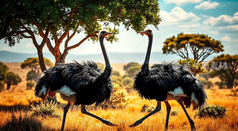 非洲草原上的鸵鸟