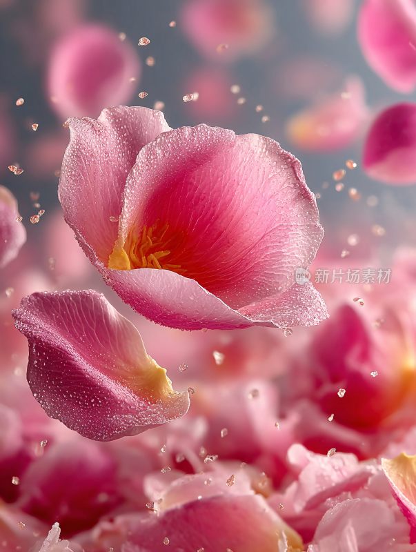 粉色花瓣飘落的唯美画面