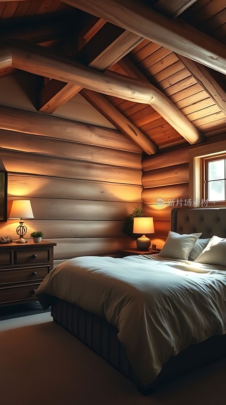 温馨木屋卧室舒适宁静的休息空间