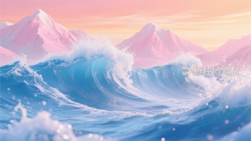 海浪与远山的梦幻风景