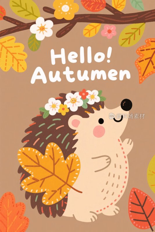 秋日刺猬插画
