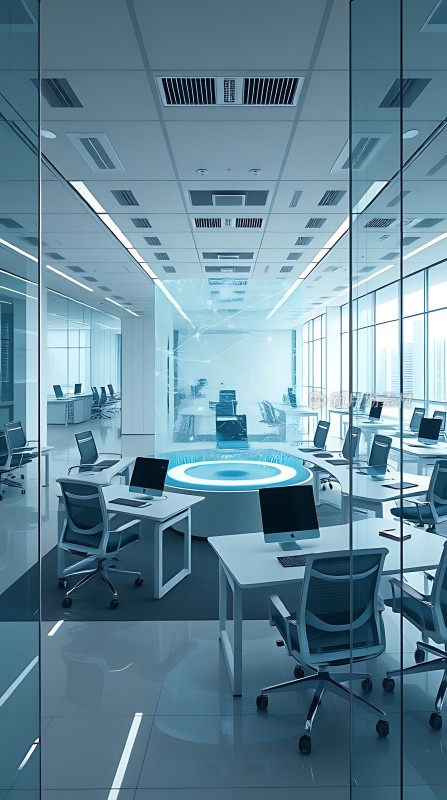 科技感十足的会议室未来主义风格办公空间