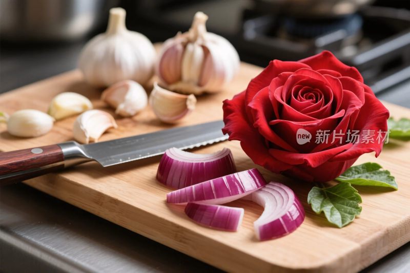 食材与玫瑰组合