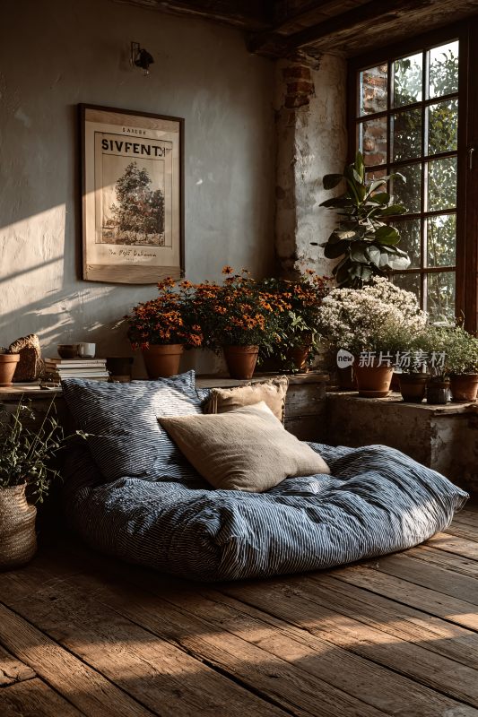 室内温馨舒适的绿植角落