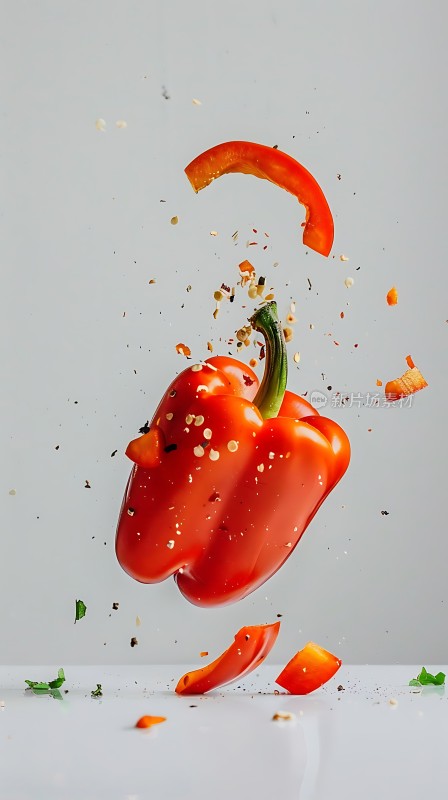 空中飞舞的红椒