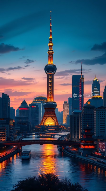 东方明珠与城市夜景