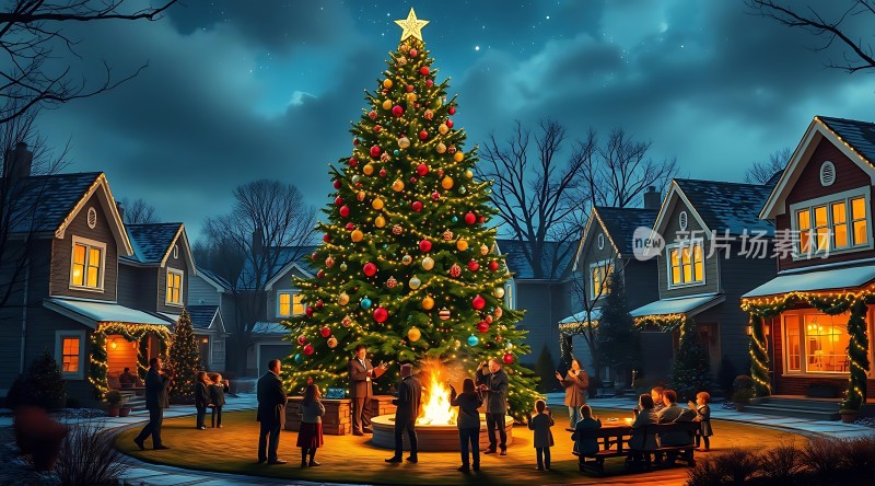 圣诞树下的温馨聚会