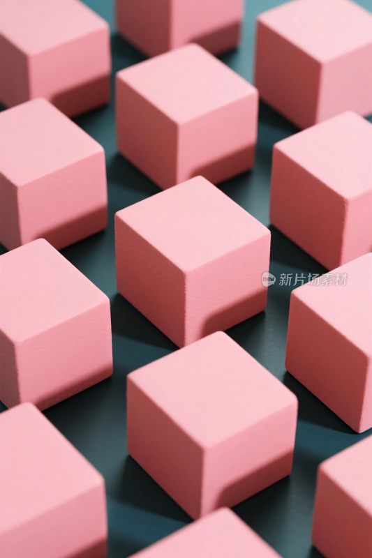 粉色立体方块插画