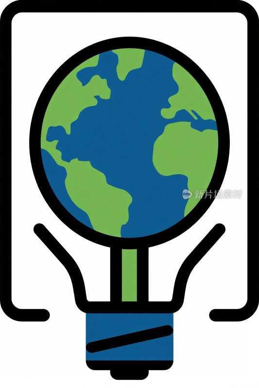 地球灯泡创意插画