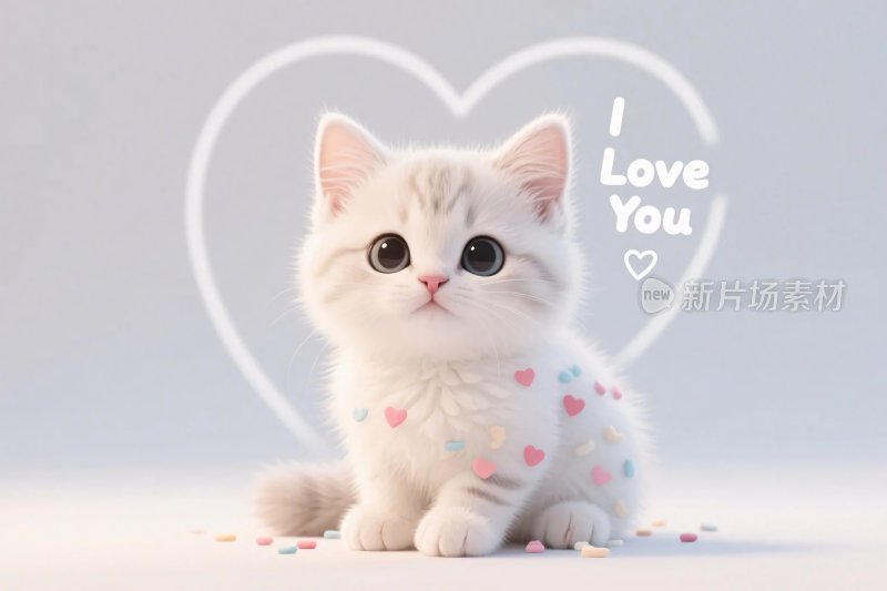 可爱猫咪爱心插画