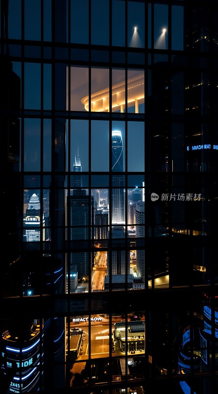 都市夜景高楼林立灯火辉煌