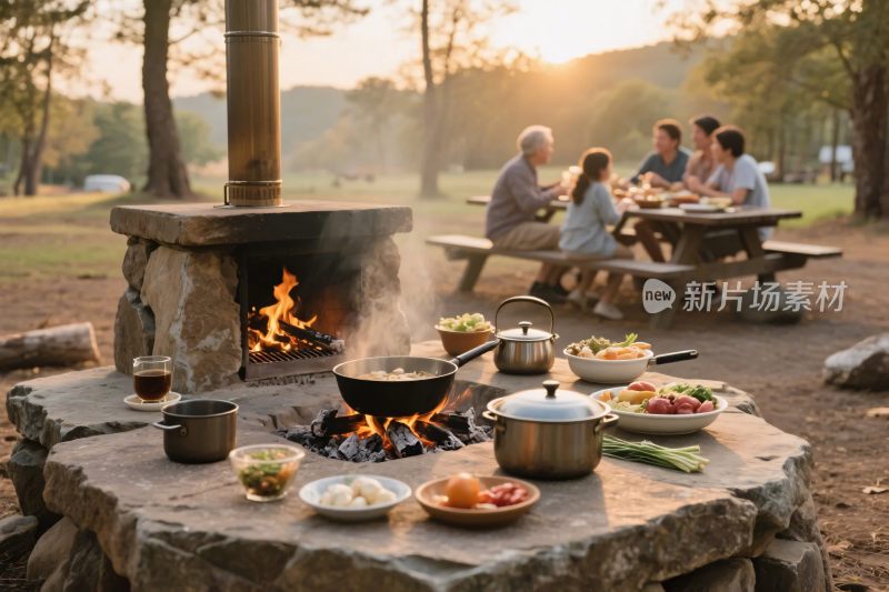 户外烧烤聚会场景