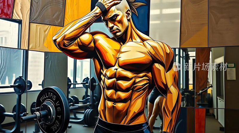 健身达人展示完美身材