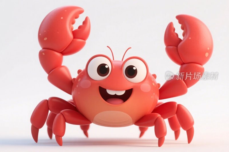可爱红色螃蟹卡通形象