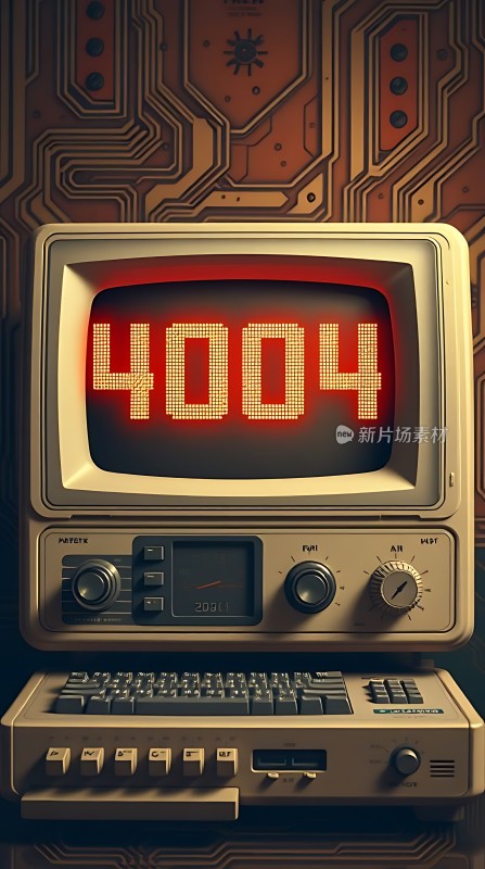 复古电脑显示404错误页面