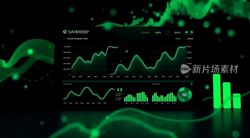 新片场素材绿色科技感数据图表展示