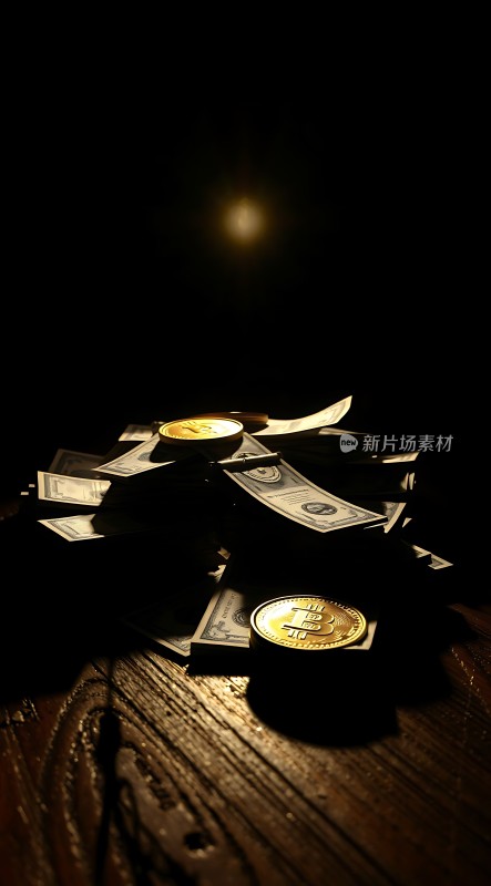金钱与比特币交织财富之光闪耀