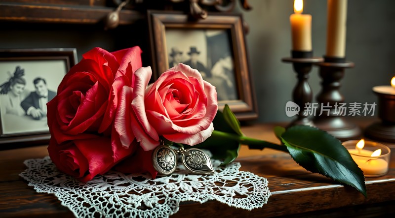 玫瑰与烛光下的温馨回忆