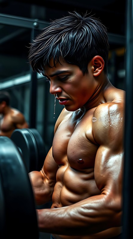 健身达人展示肌肉线条