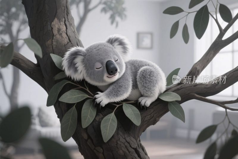 树枝上的考拉插画