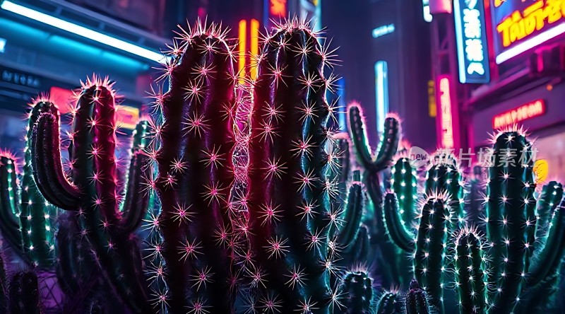 霓虹灯下的仙人掌世界