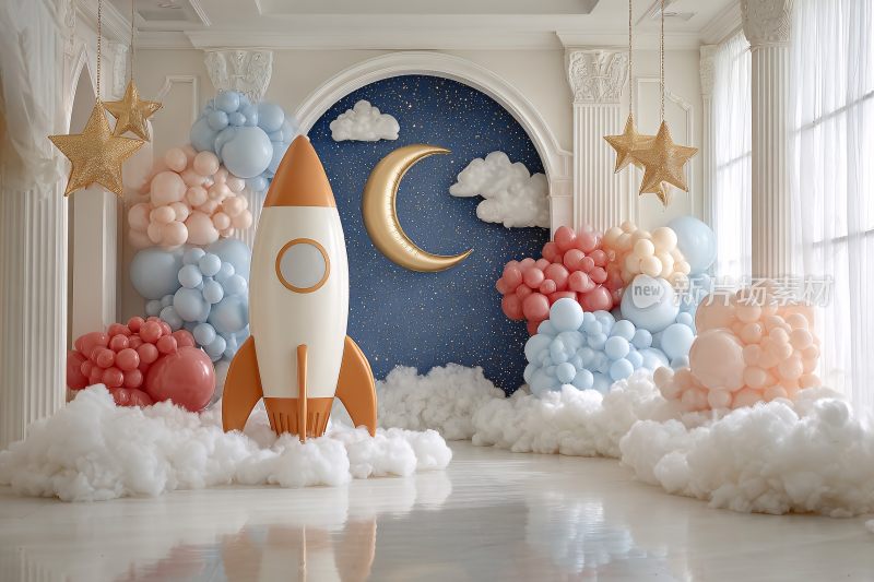 火箭主题梦幻气球装饰场景