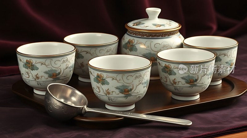 精美瓷器茶具套装展示