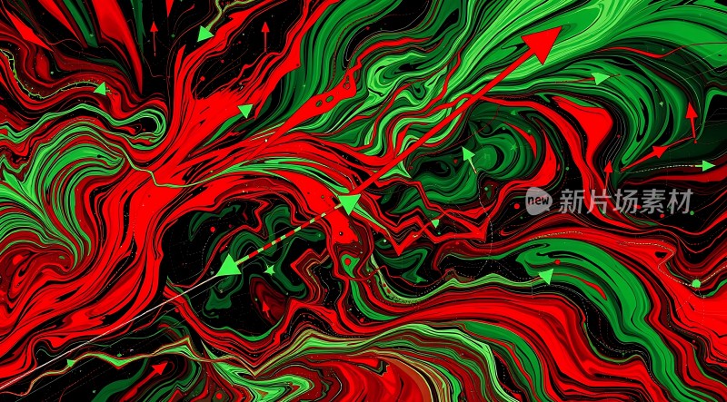 红色与绿色交织的抽象艺术
