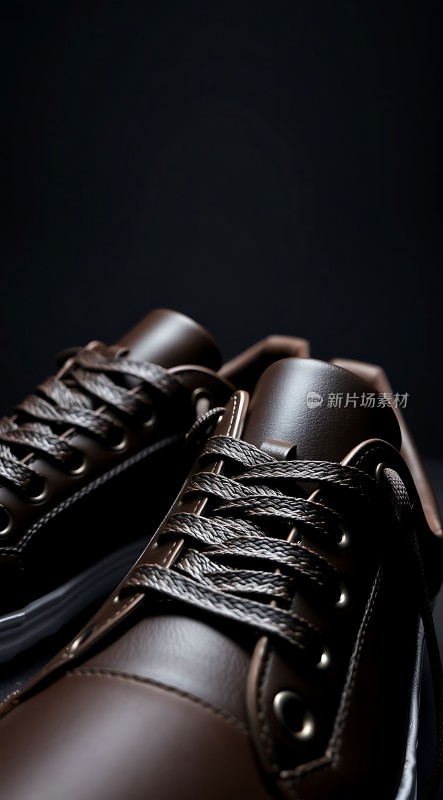 棕色皮鞋特写展示细节与质感