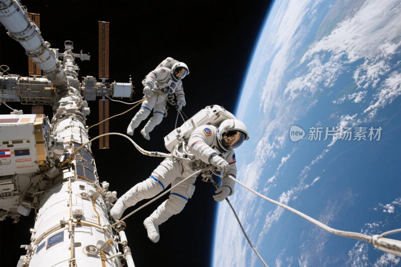 宇航员太空作业场景