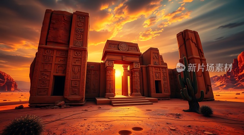 古埃及遗迹日落