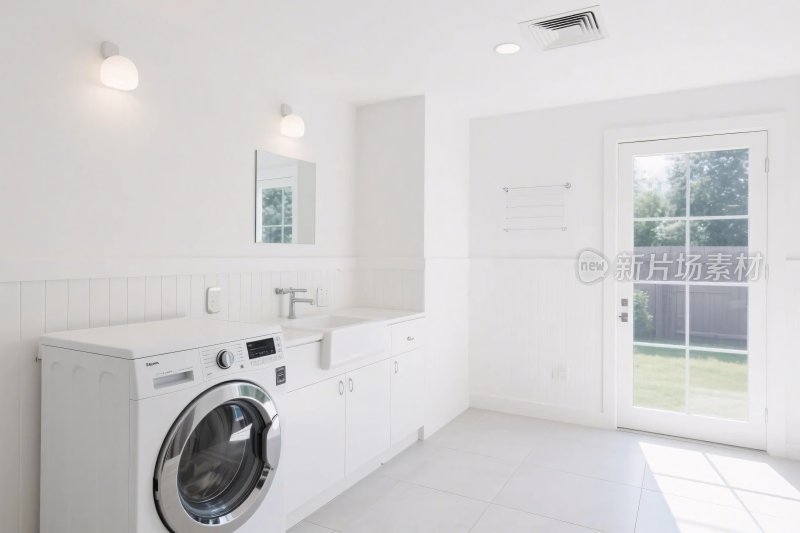 明亮整洁的洗衣房空间
