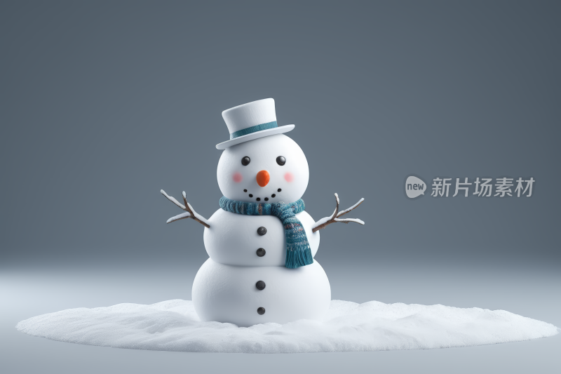 一个雪人站在雪地里图片