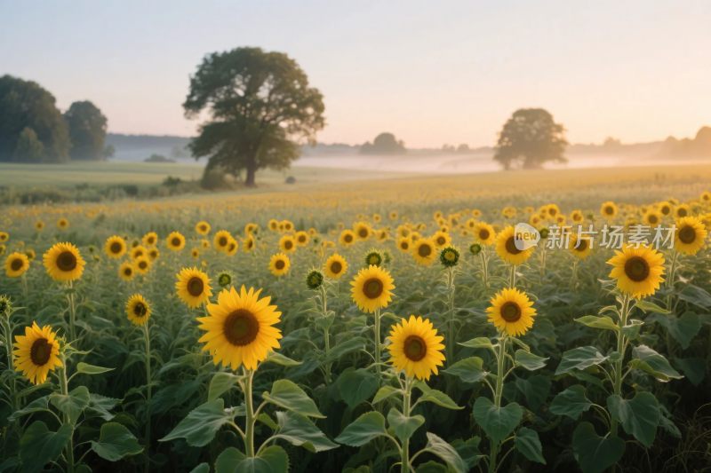 清晨向日葵田园风光