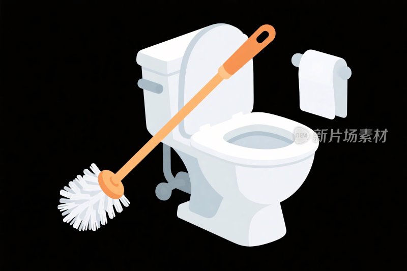 马桶清洁插画