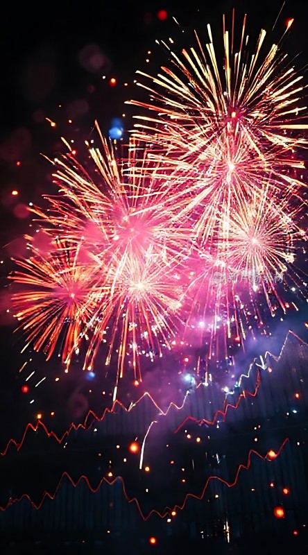 夜空烟花绽放色彩斑斓璀璨夺目