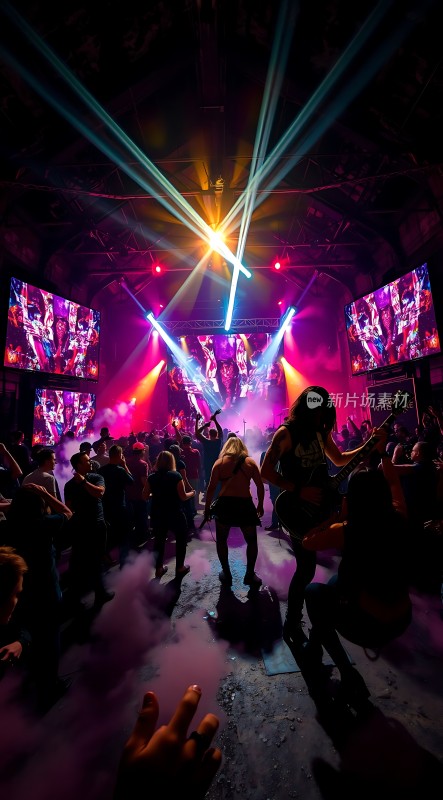 摇滚现场灯光璀璨观众热情高涨
