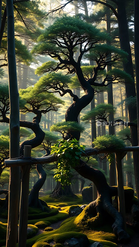 阳光下的森林秘境