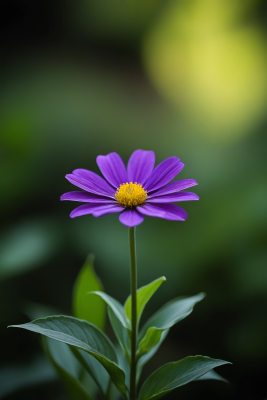 花园环境中的紫色花朵中心为黄色风景图片