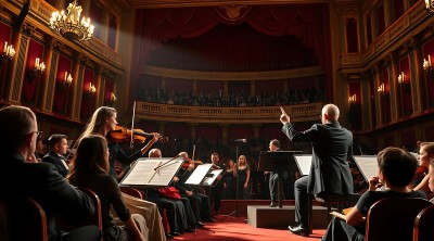 交响乐团指挥家引领乐手们演奏动人旋律 交响乐团指挥家引领乐手们演奏动人旋律